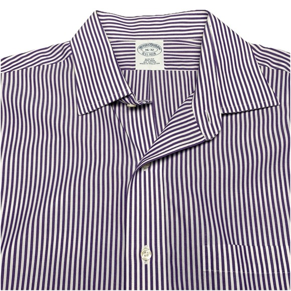 Brooks Brothers Other - Brooks Brothers 1818 Dress Shirt 16 2 Men Slim Non Iron Purple Stripes